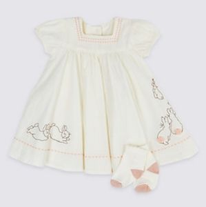 9-12M Mark's & Spencer Baby Girl Dress with Socks